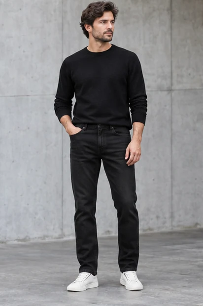 Джинсы tapered fit — демонстрационный образ